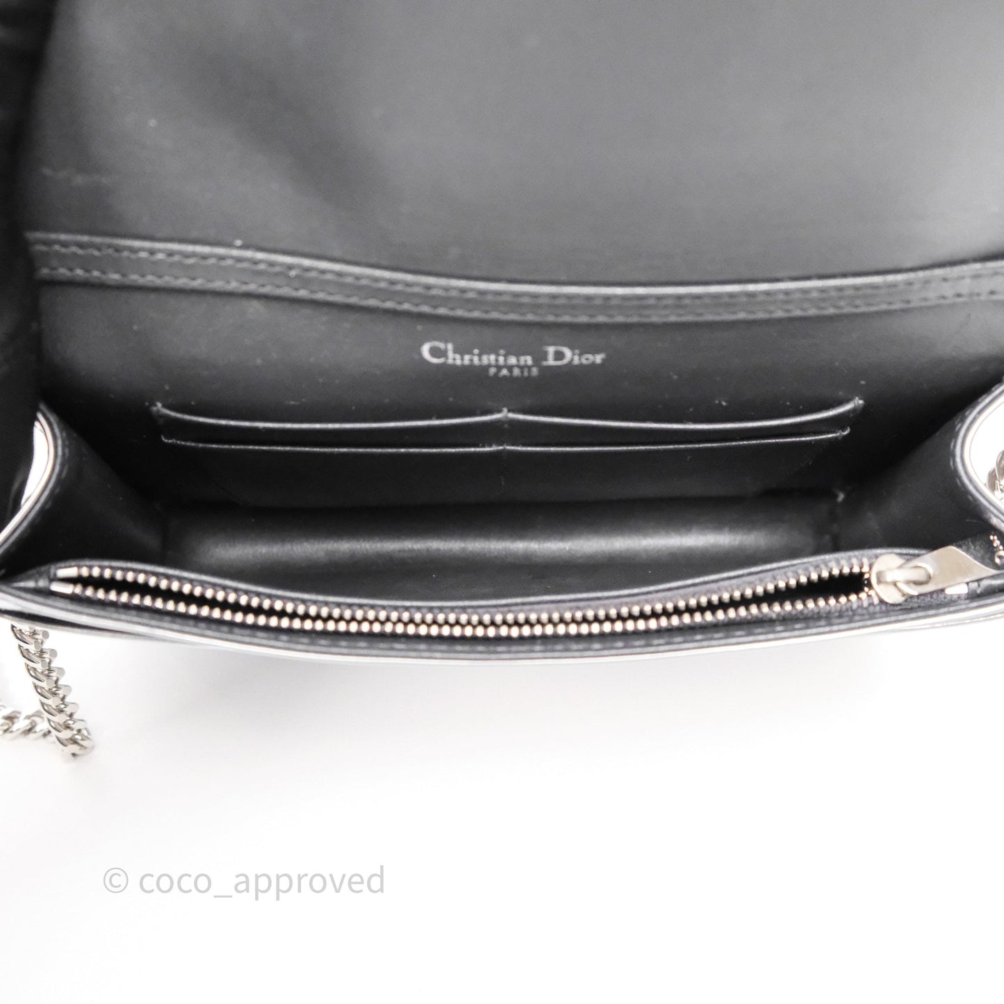 Christian Dior Diorama Wallet on Chain Metallic Silver