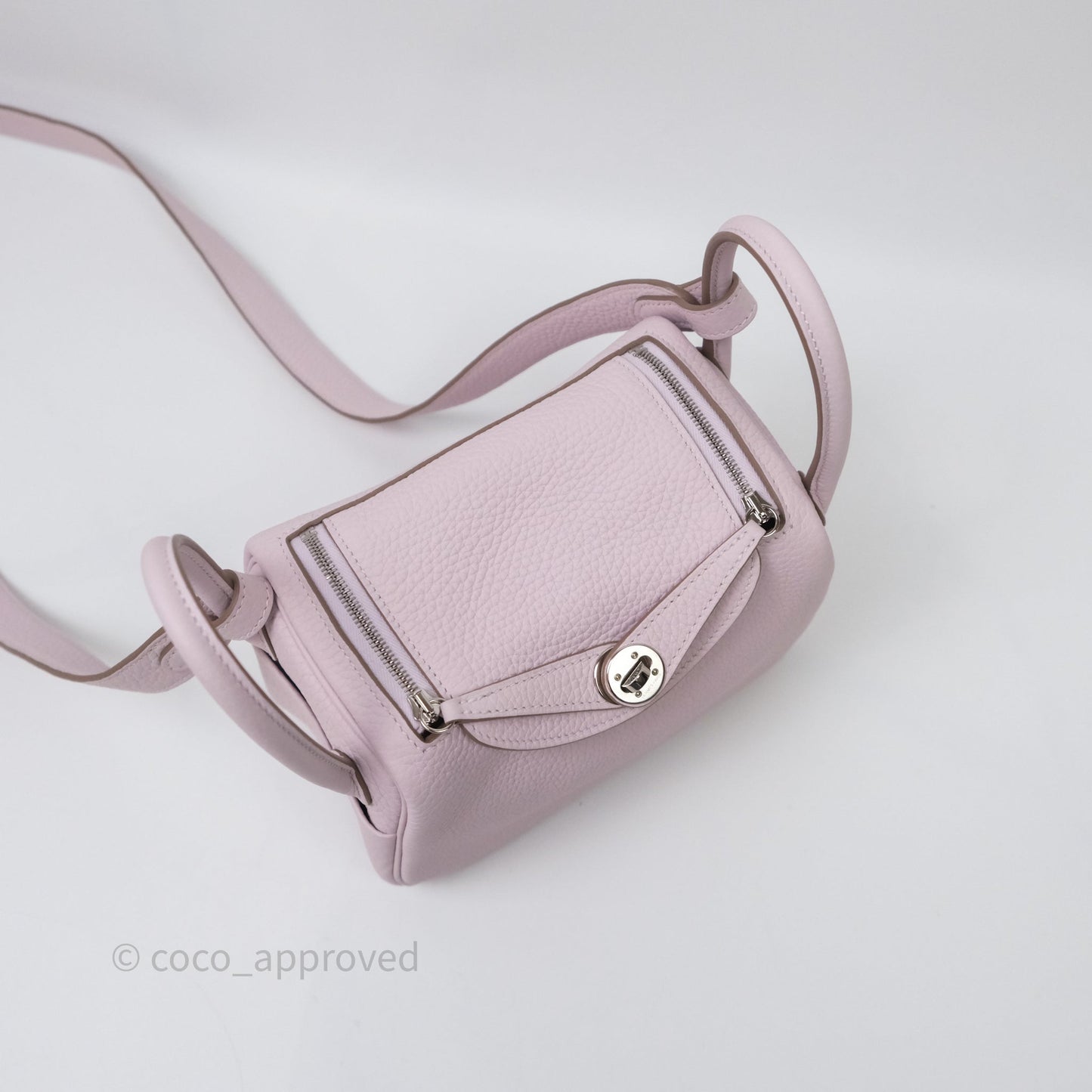 Hermès Mini Lindy 20 Mauve Pâle 09 Clemence Palladium Hardware