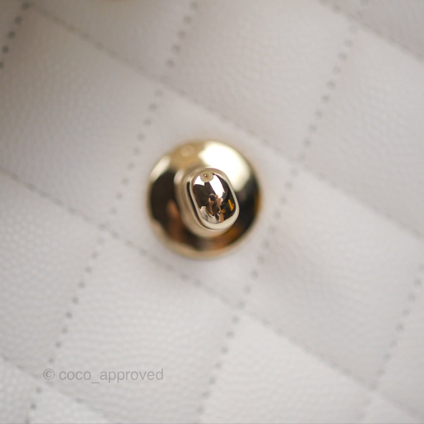 Chanel Small Classic Quilted Flap White Caviar Gold Hardware