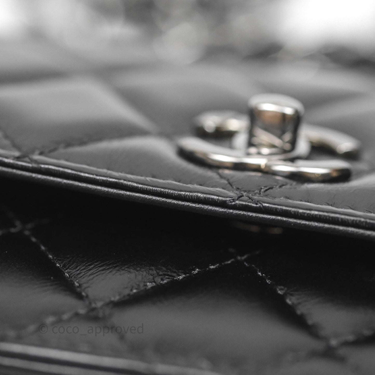 Chanel Mini Crystal Top Handle Wallet On Chain WOC Black Calfskin Gun Metal Hardware 23K