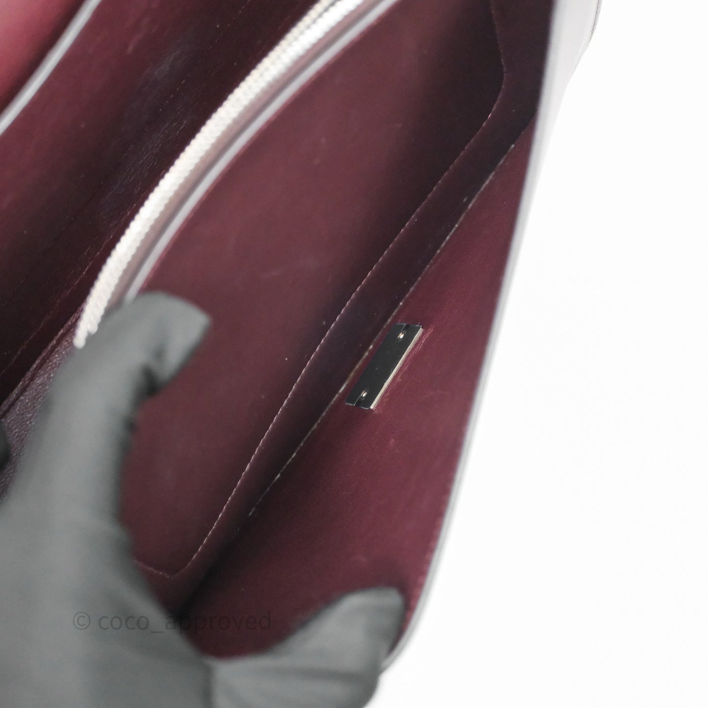 Celine Medium Frame Bag Burgundy / Pearl Blue Calfskin Silver Hardware