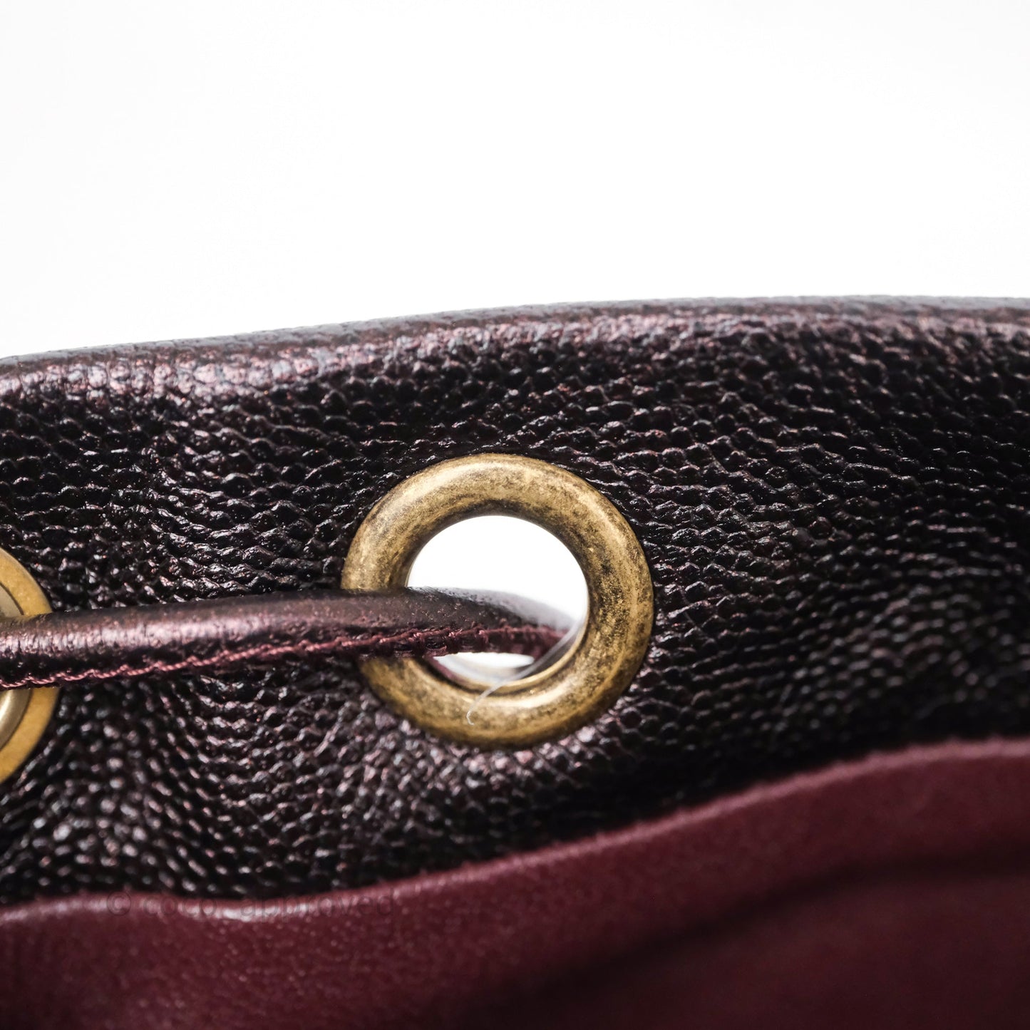Chanel Quilted Filigree Backpack Iridescent Burgundy Caviar Aged Gold Hardware