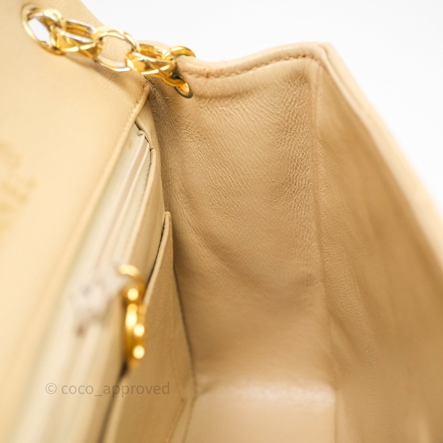 Chanel Vintage Mini Flap Bag Beige Lambskin Gold Hardware