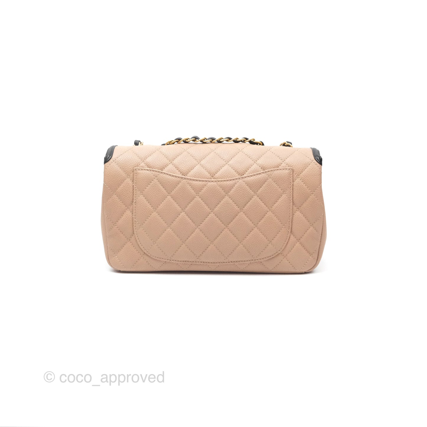 Chanel Quilted Medium CC Filigree Flap Beige Black Caviar