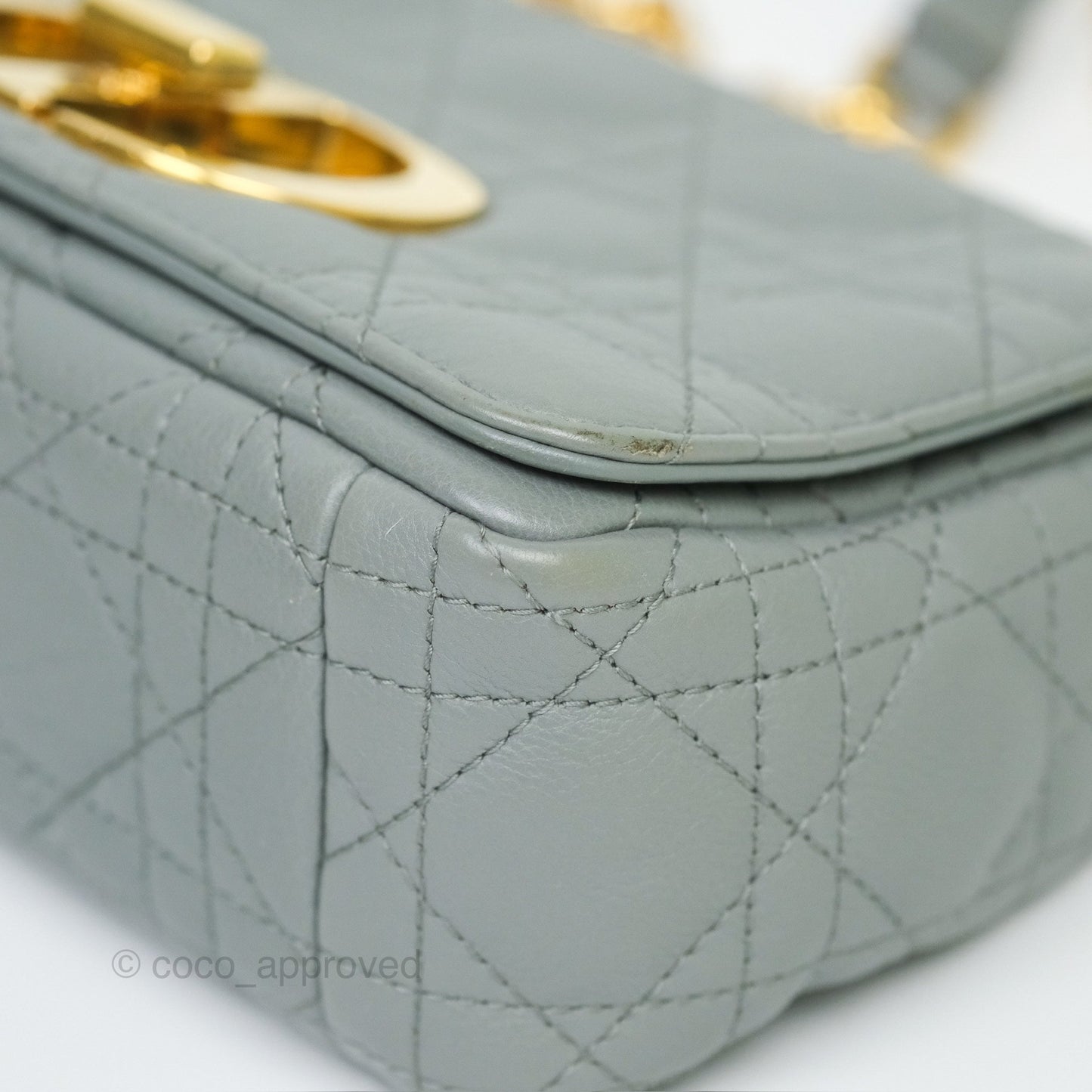 Dior Small Caro Bag Grey Supple Cannage Calfskin
