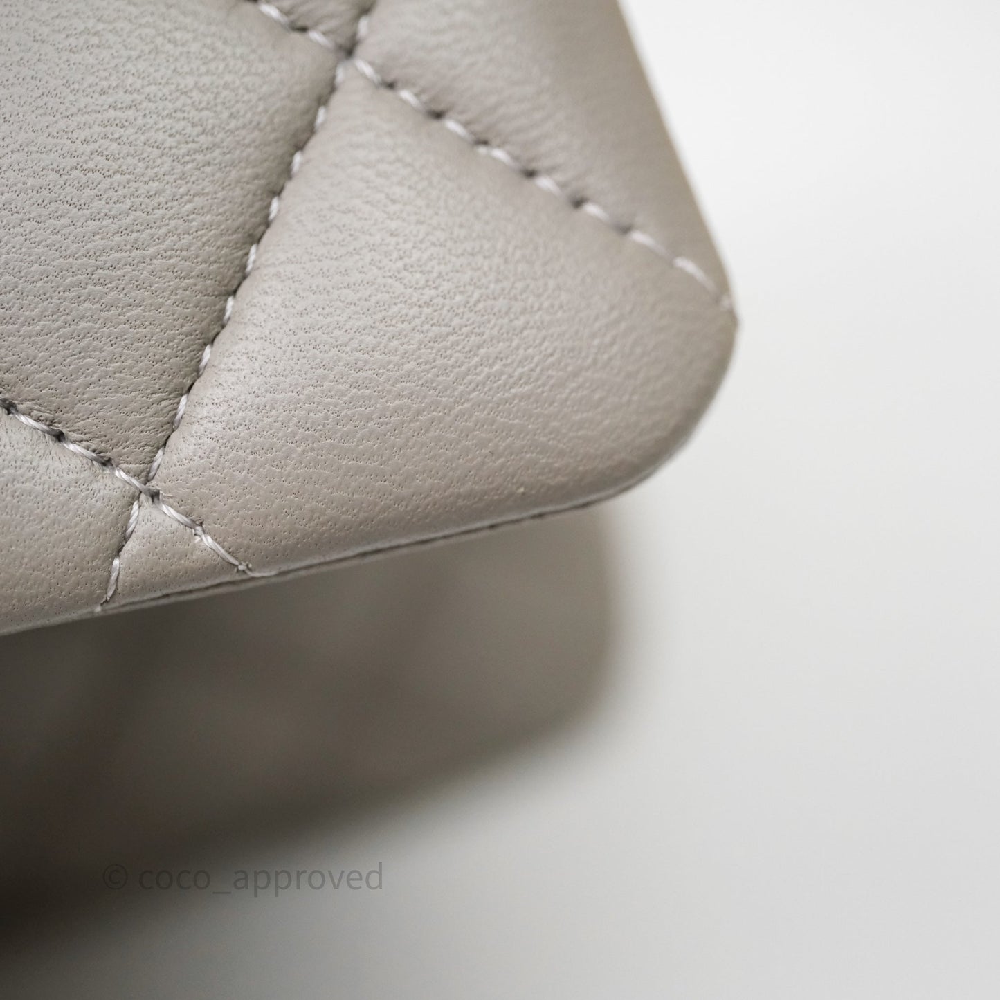 Chanel Classic M/L Medium Flap Quilted Grey Lambskin Silver Hardware