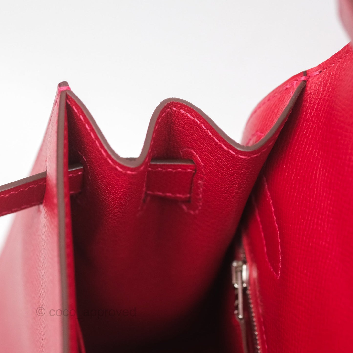 Hermès Kelly 32 Sellier Rouge Casaque Q5 Epsom Palladium Hardware