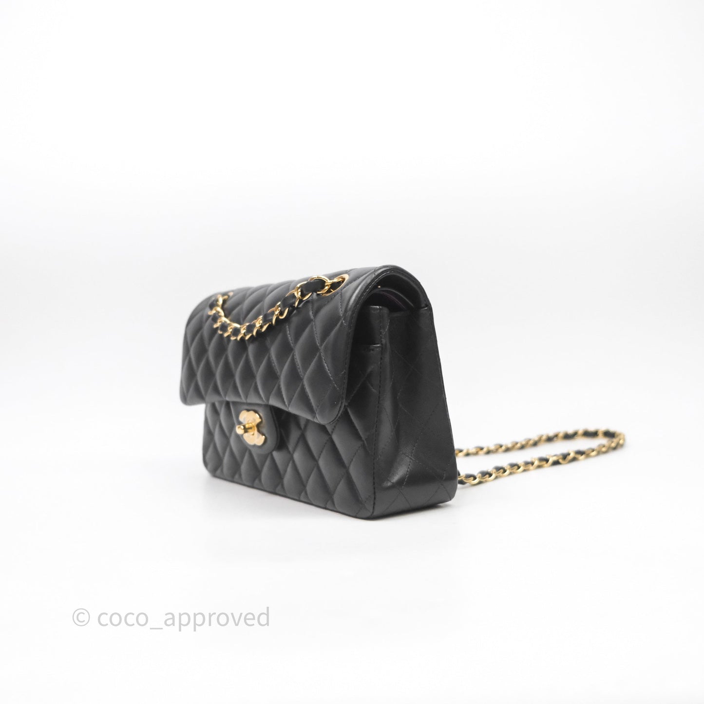 Chanel Small Classic Flap Quilted Black Lambskin Gold Hardware