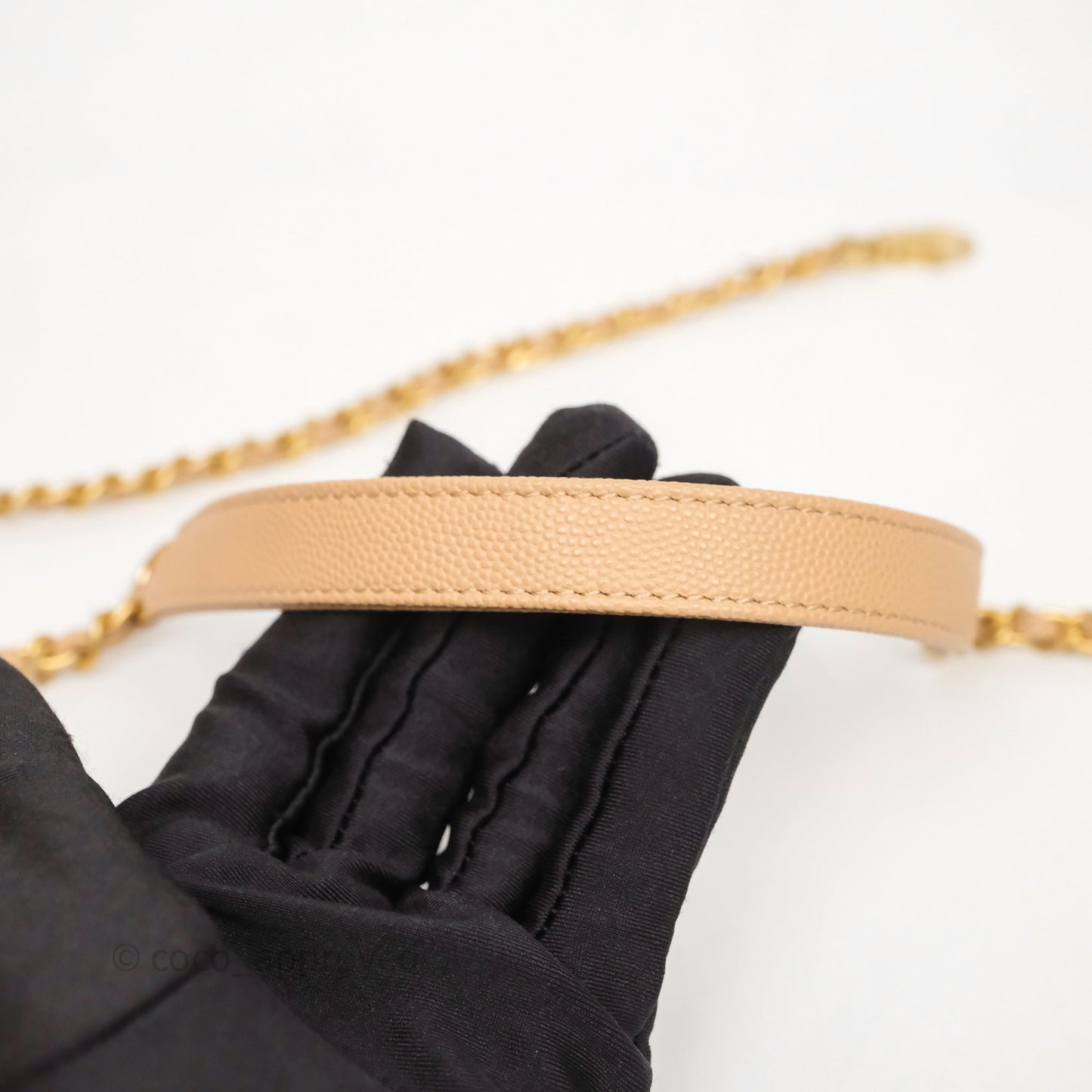 Chanel Small Coco Handle Quilted Beige Caviar Gold Hardware Lizard Handle