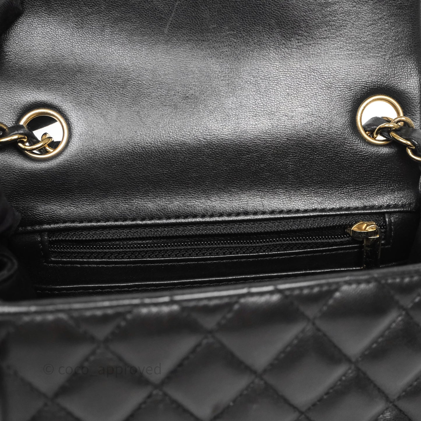 Chanel Mini Square Quilted Black Lambskin Gold Hardware