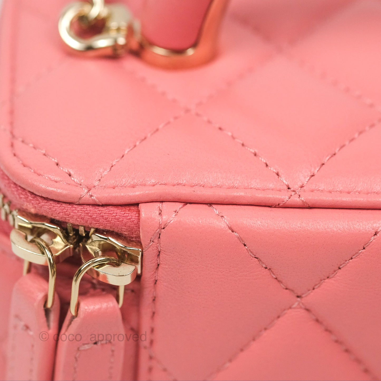 Chanel Vanity Rectangular Top Handle Pink Lambskin Gold Hardware