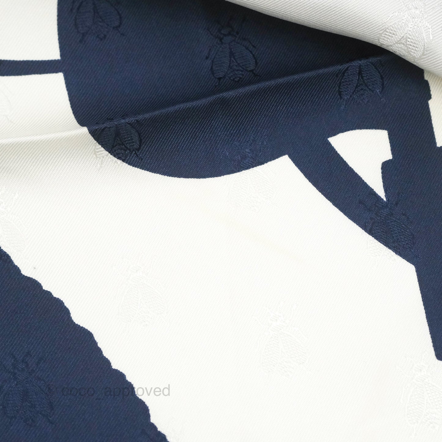 Hermes Silk Harnais De Cour Tattoo Scarf 90 Marine/ Blanc