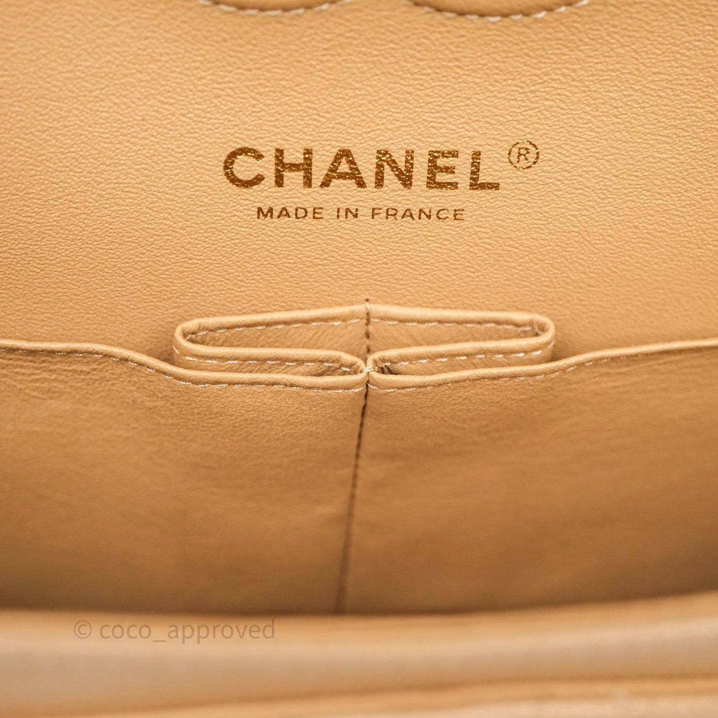 Chanel Classic M/L Medium Flap Quilted Dark Beige Caviar Gold Hardware