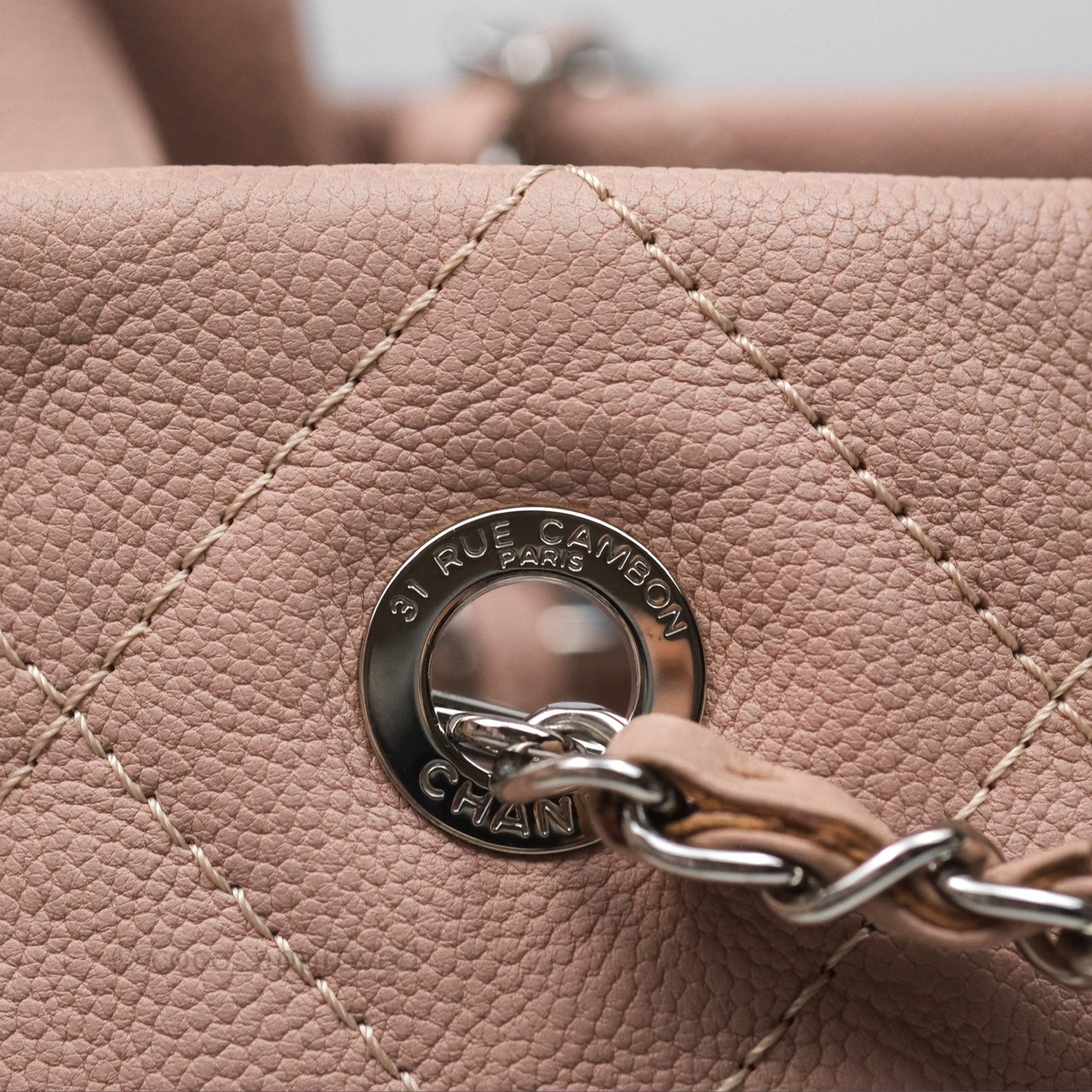 Chanel Quilted Tote Bag Pink Caviar Silver Hardware