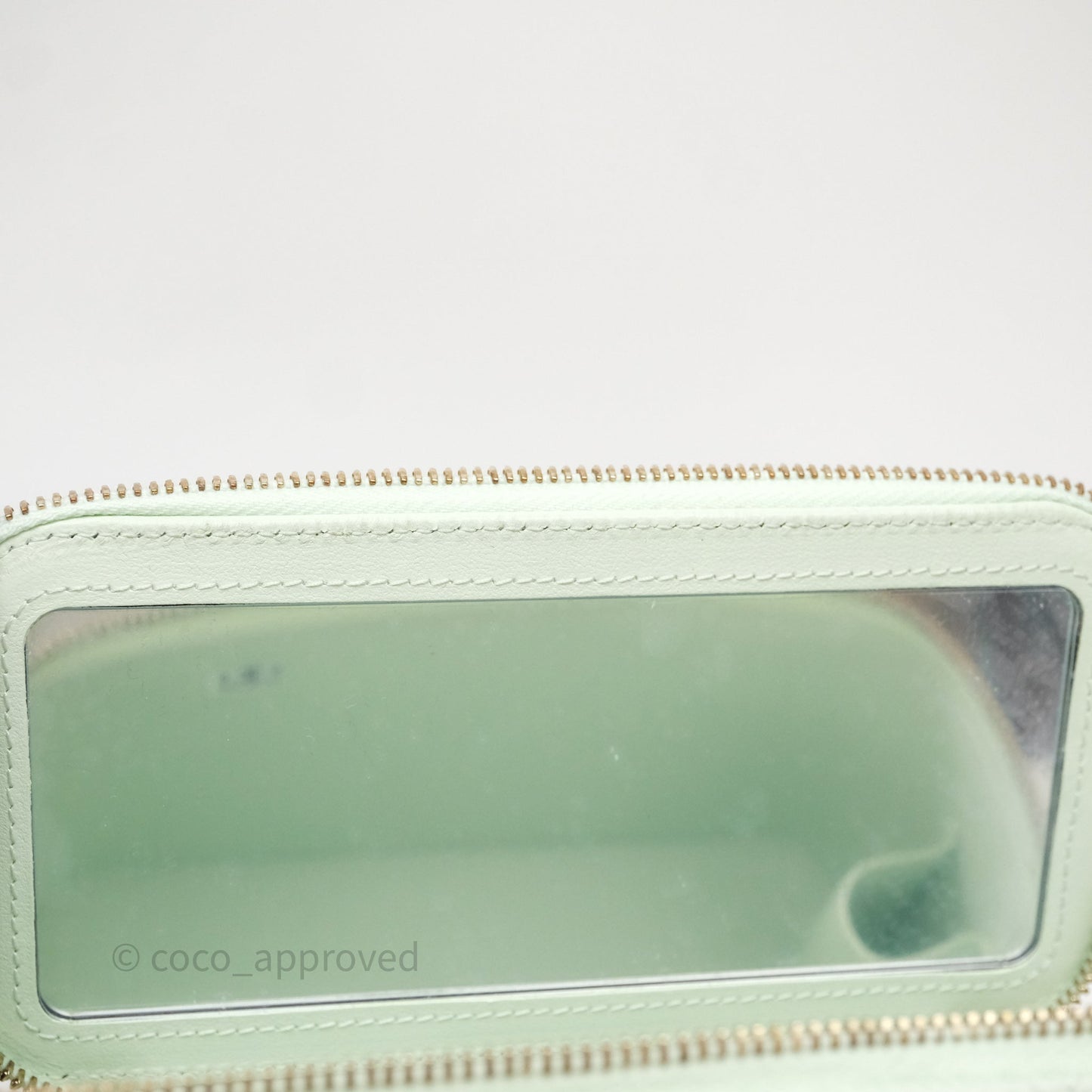 Chanel Vanity Rectangular Top Handle Mint Green Caviar Gold Hardware