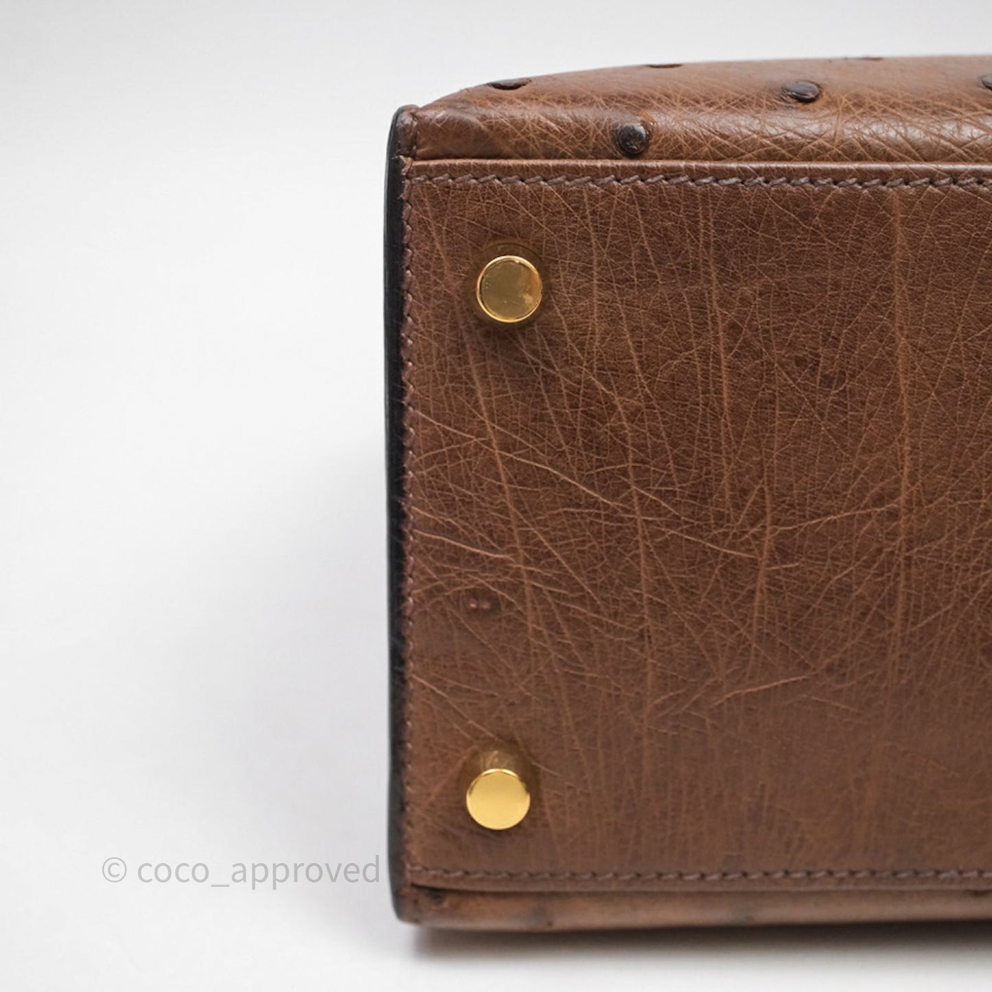 Hermès Kelly 28 Chocolate Ostrish Sellier Gold Hardware
