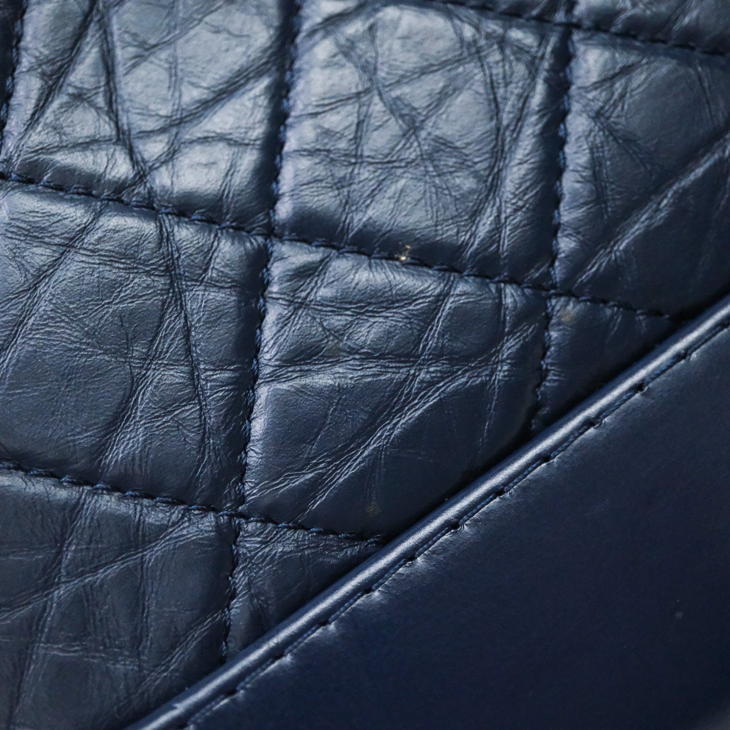 Chanel Quilted Small Gabrielle Hobo Navy Aged Calfskin Mixed Hardware