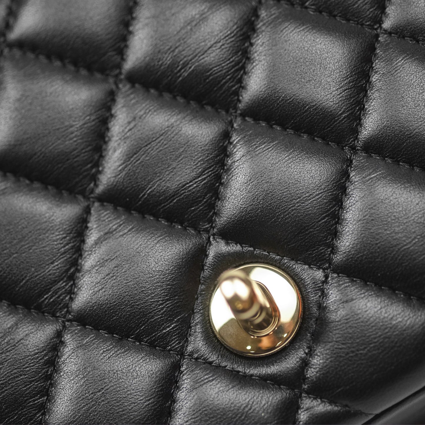 Chanel Mini Square Flap Quilted Black Lambskin Gold Hardware