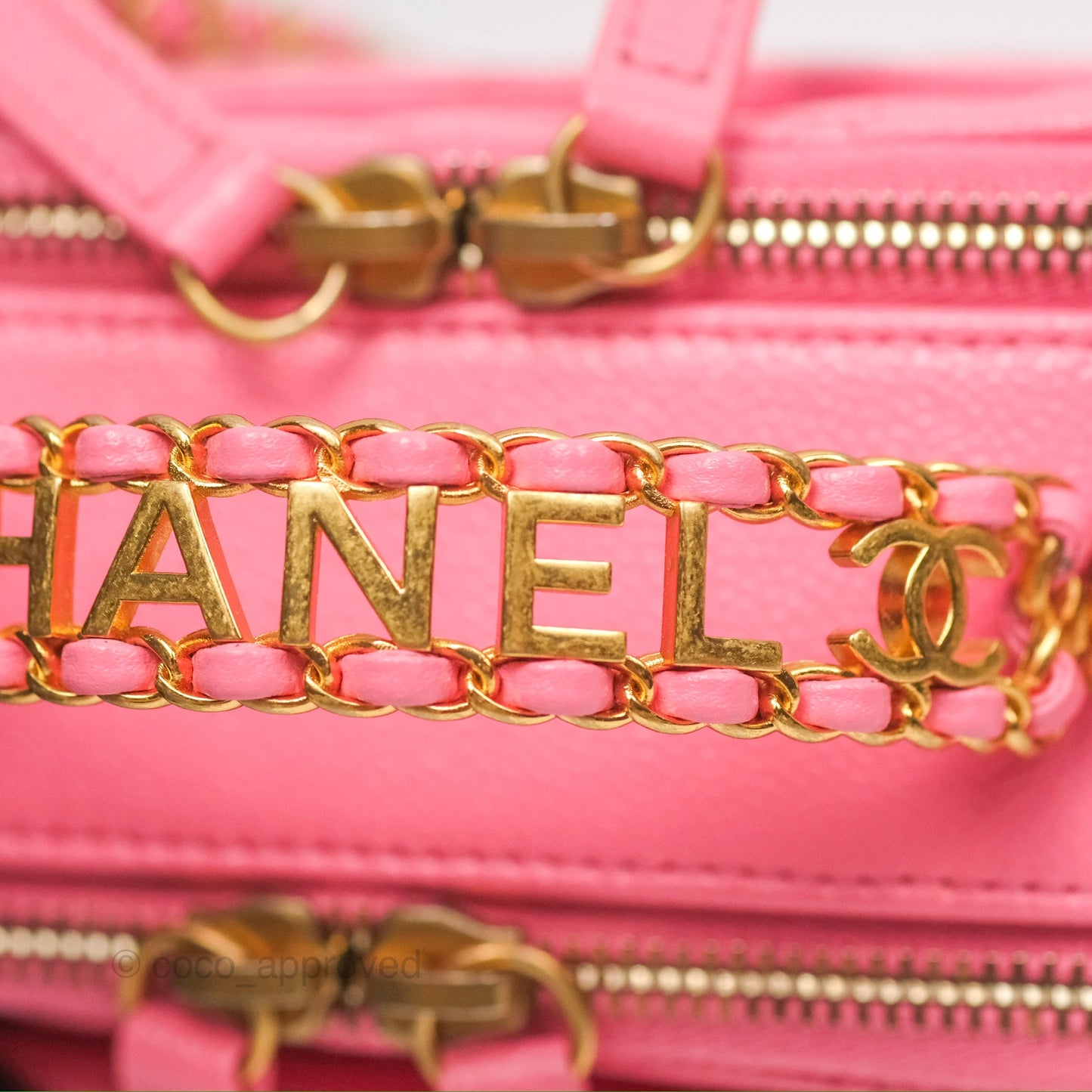Chanel Caviar Quilted Pick Me Up Small Vanity Case Hot Pink