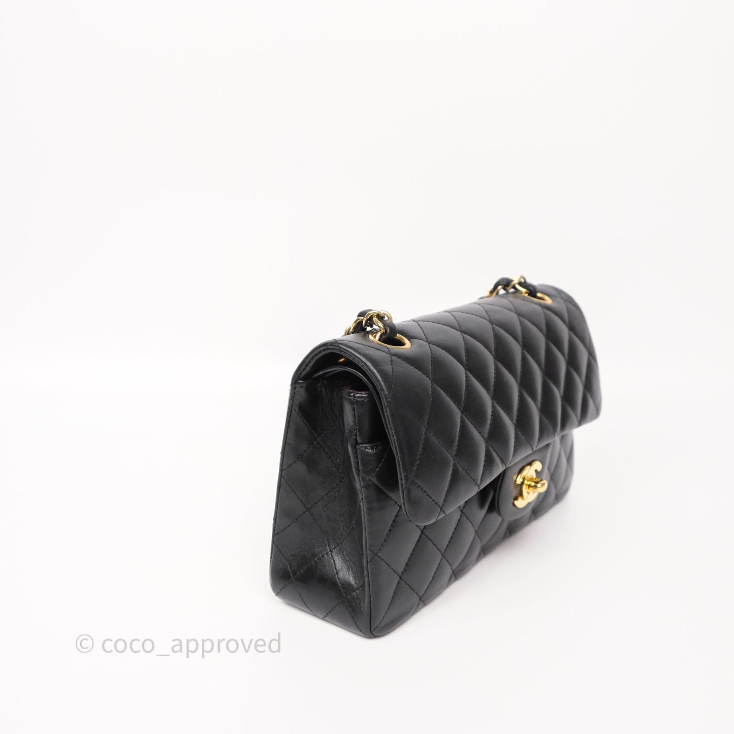 Chanel Small Classic Flap Quilted Black Lambskin Gold Hardware