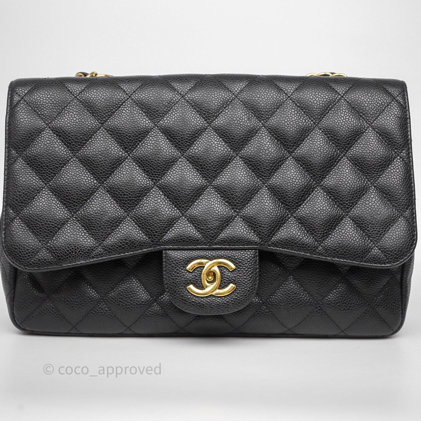Chanel Jumbo Single Flap Black Caviar Gold Hardware⁣⁣