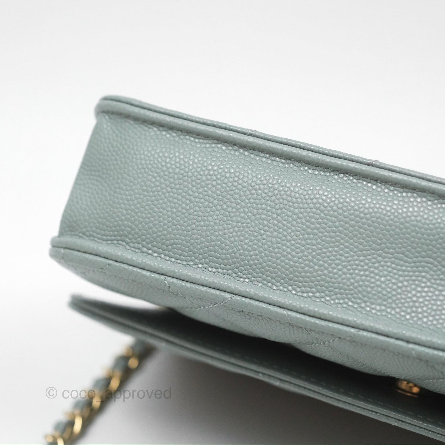 Chanel Quilted Classic Wallet on Chain WOC Green Caviar Silver Hardware