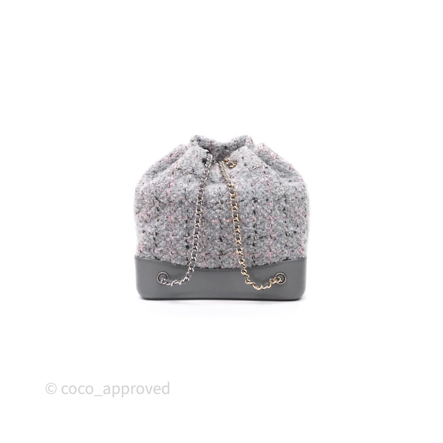 Chanel Gabrielle Small Backpack Grey Tweed Aged Calfskin