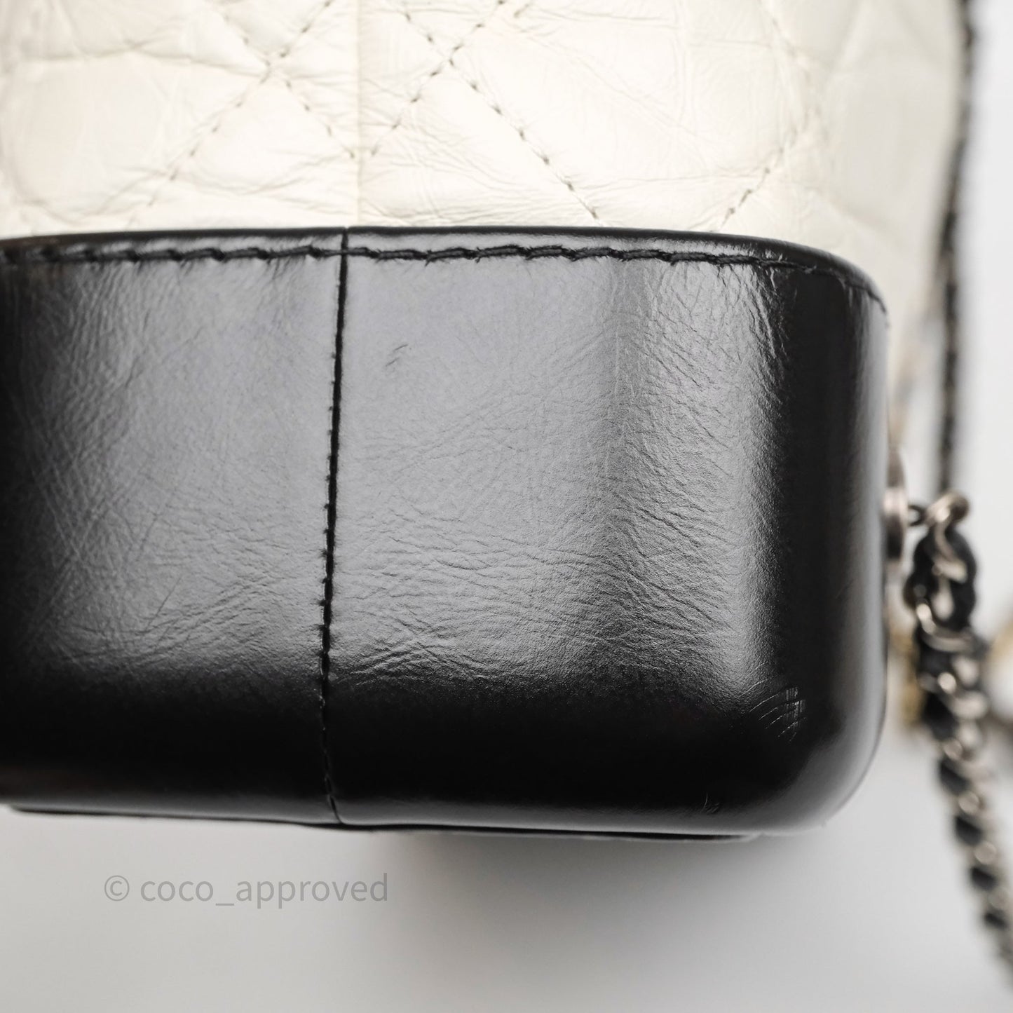 Chanel Small Gabrielle Backpack White Black Aged Calfskin