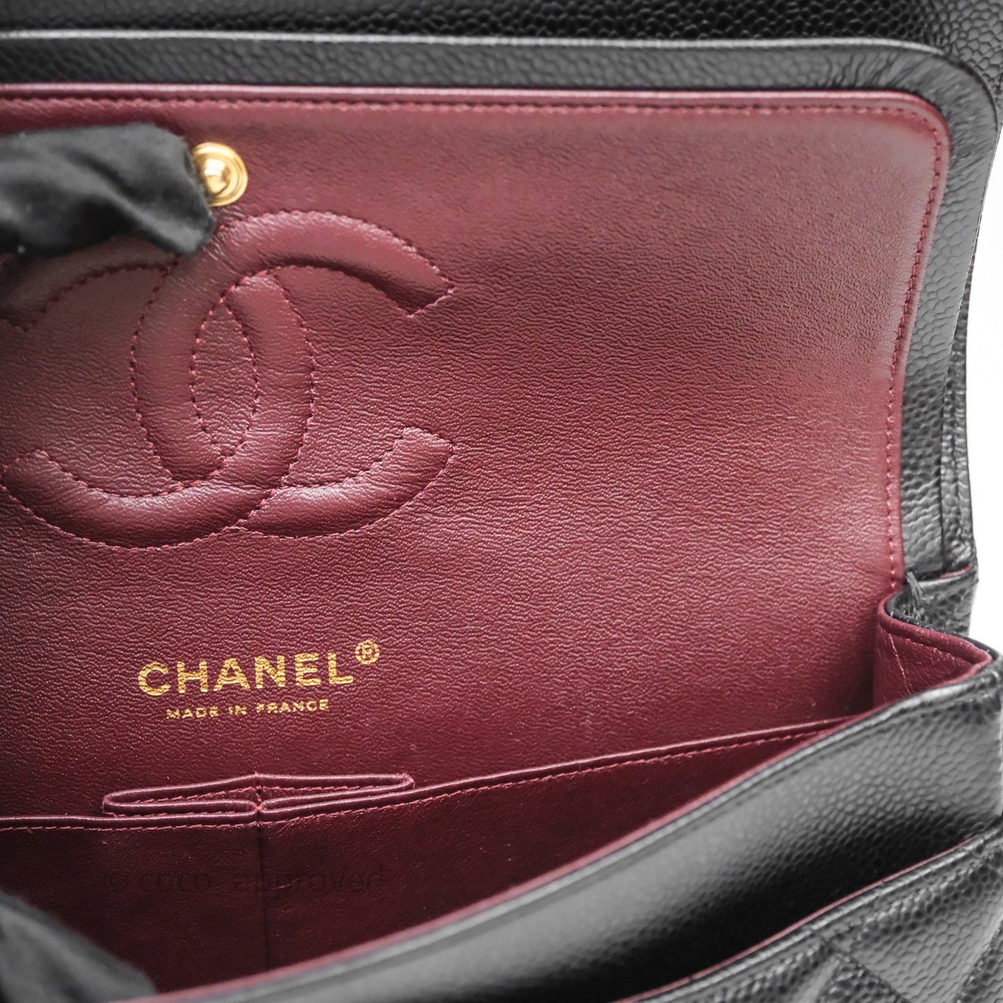 Chanel Quilted Classic M/L Medium Flap Black Caviar Gold Hardware
