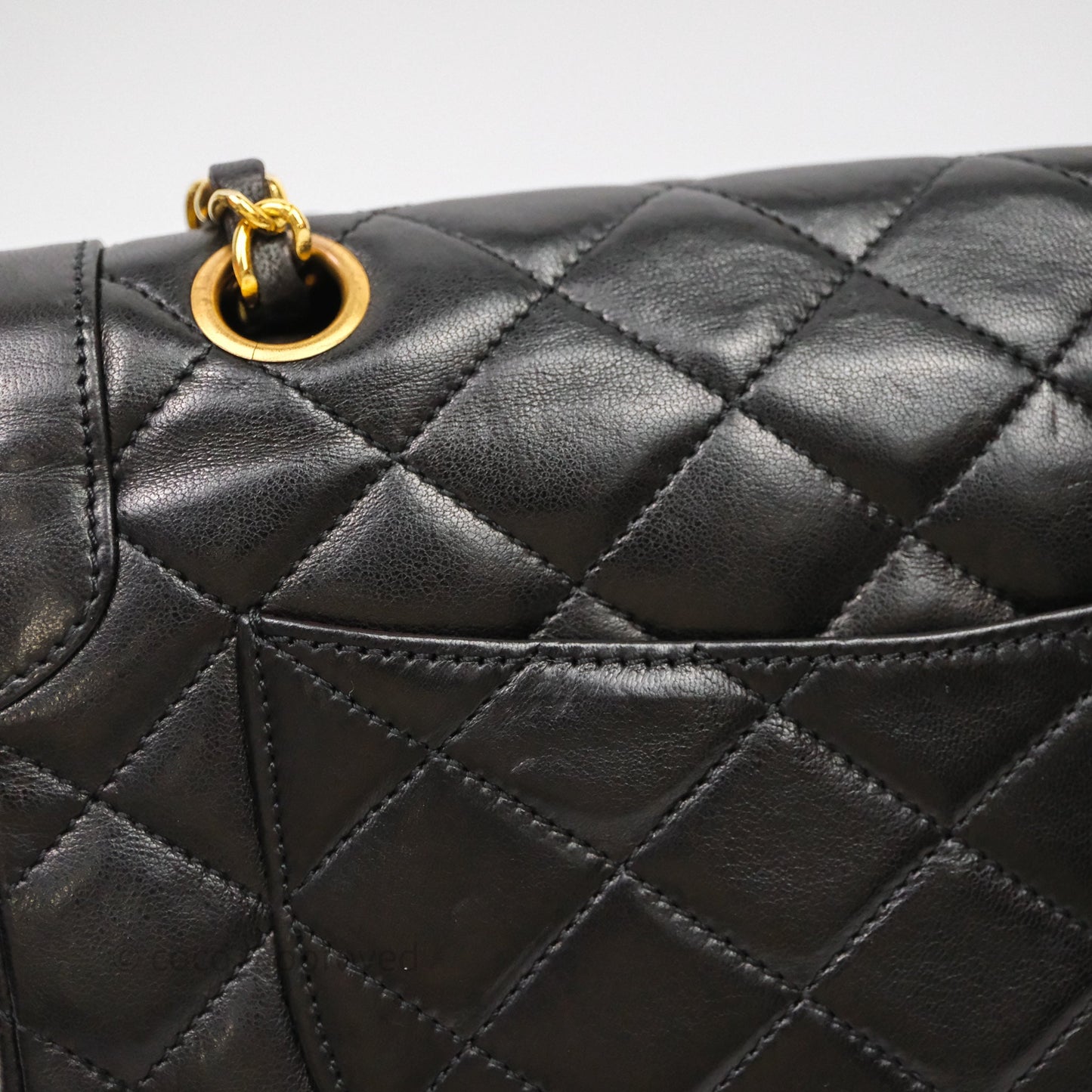 Chanel Quilted Vintage Flap Bag Lambskin Black 24K Gold Hardware