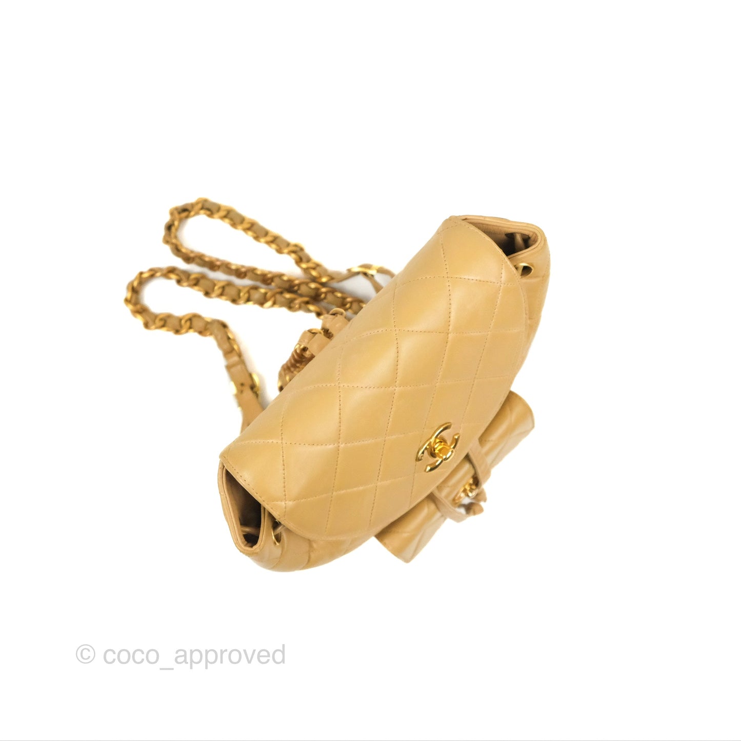 Chanel Vintage CC Duma Backpack Beige Lambskin 24K Gold Hardware