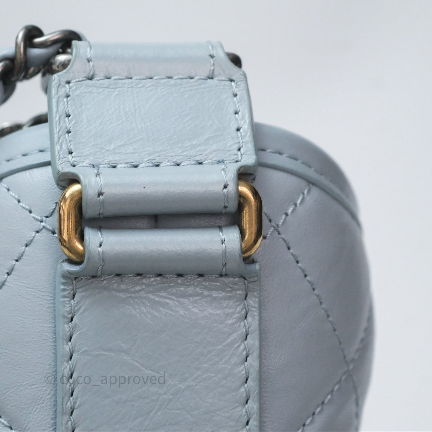 Chanel Small Gabrielle Hobo Quilted Light Blue Aged Calfskin
