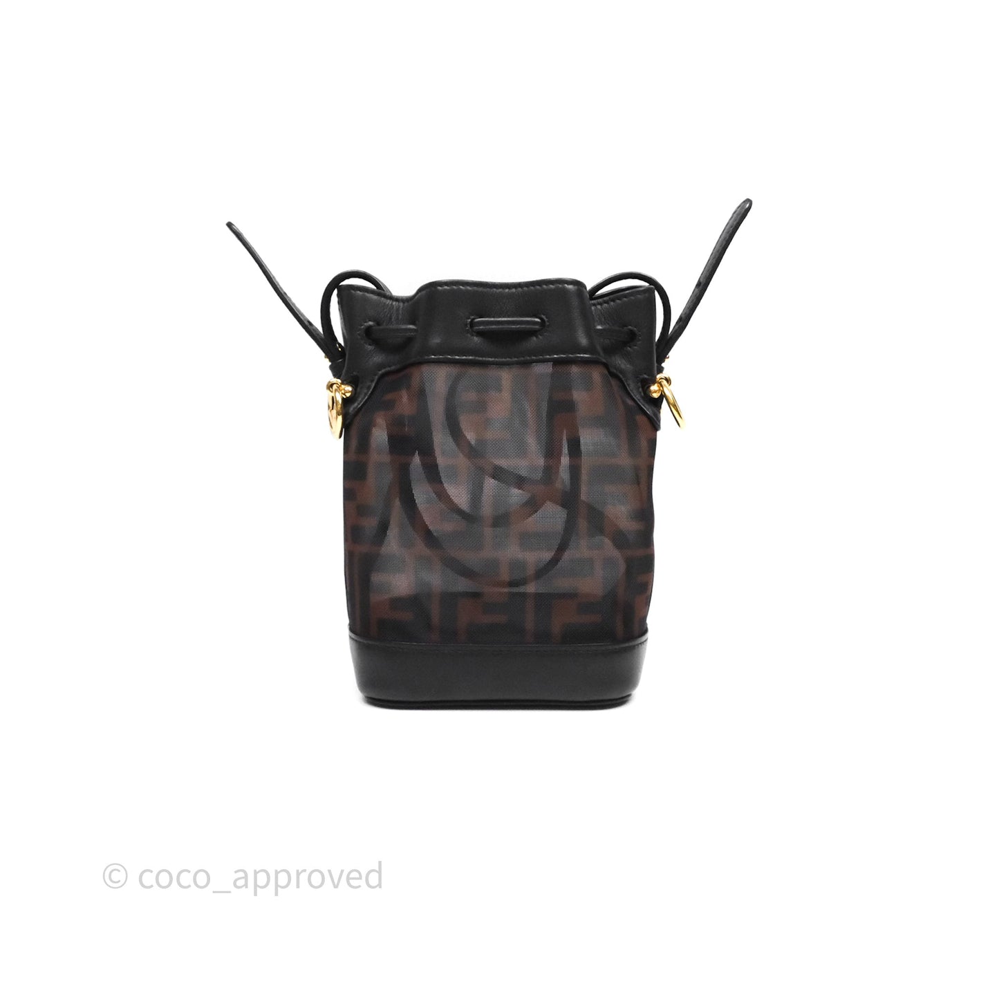 Fendi Mini Mon Tresor Bucket Bag Zucca See Through Mesh Brown/Black/Ebony
