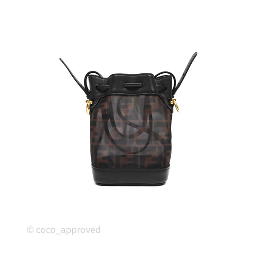 Fendi Mini Mon Tresor Bucket Bag Zucca See Through Mesh Brown/Black/Ebony