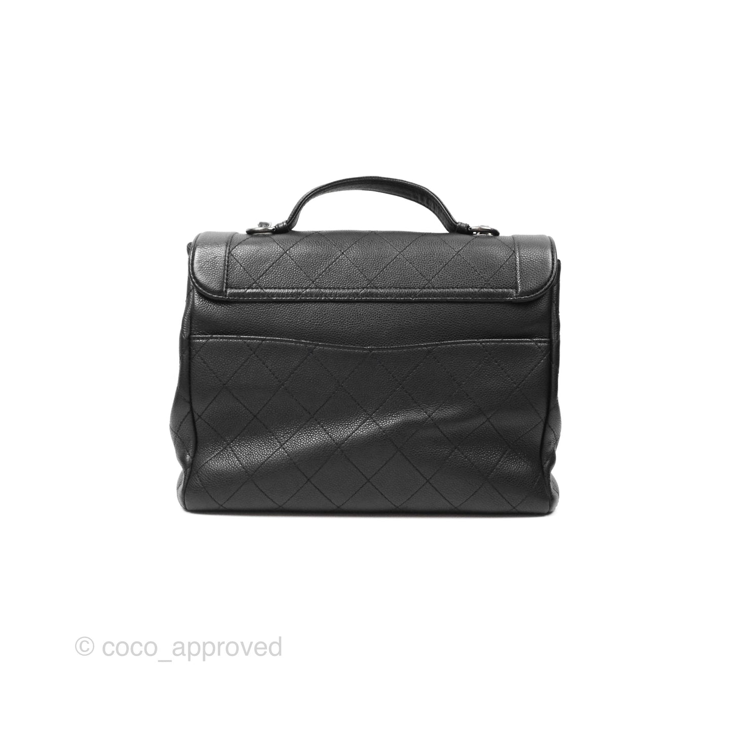 Chanel Top Handle Flap Bag Black Caviar Ruthenium Hardware