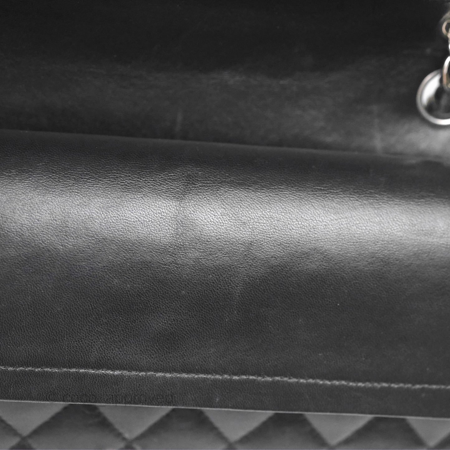 Chanel Classic M/L Medium Flap Quilted Black Lambskin Silver Hardware