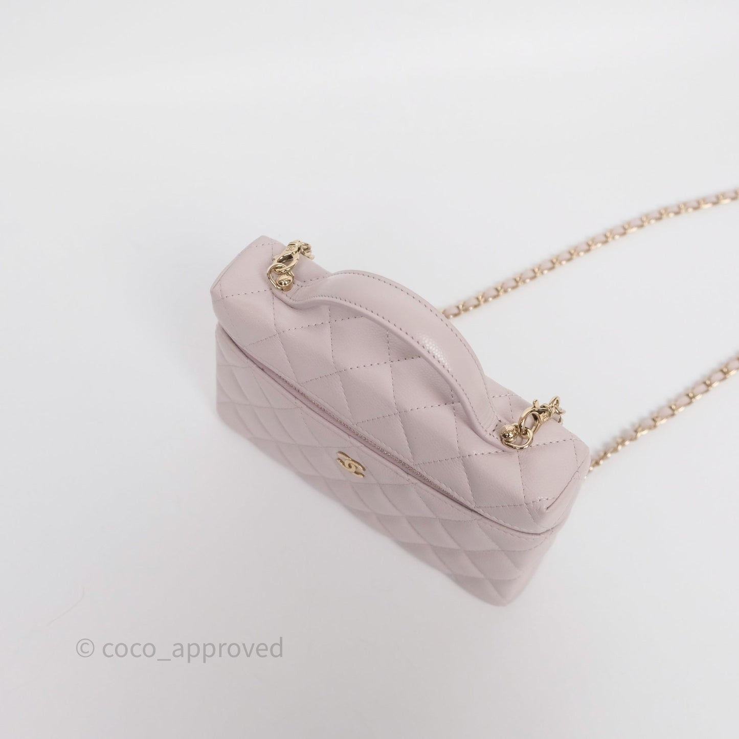 Chanel Top Handle Long Vanity with Chain Lilac Caviar Gold Hardware