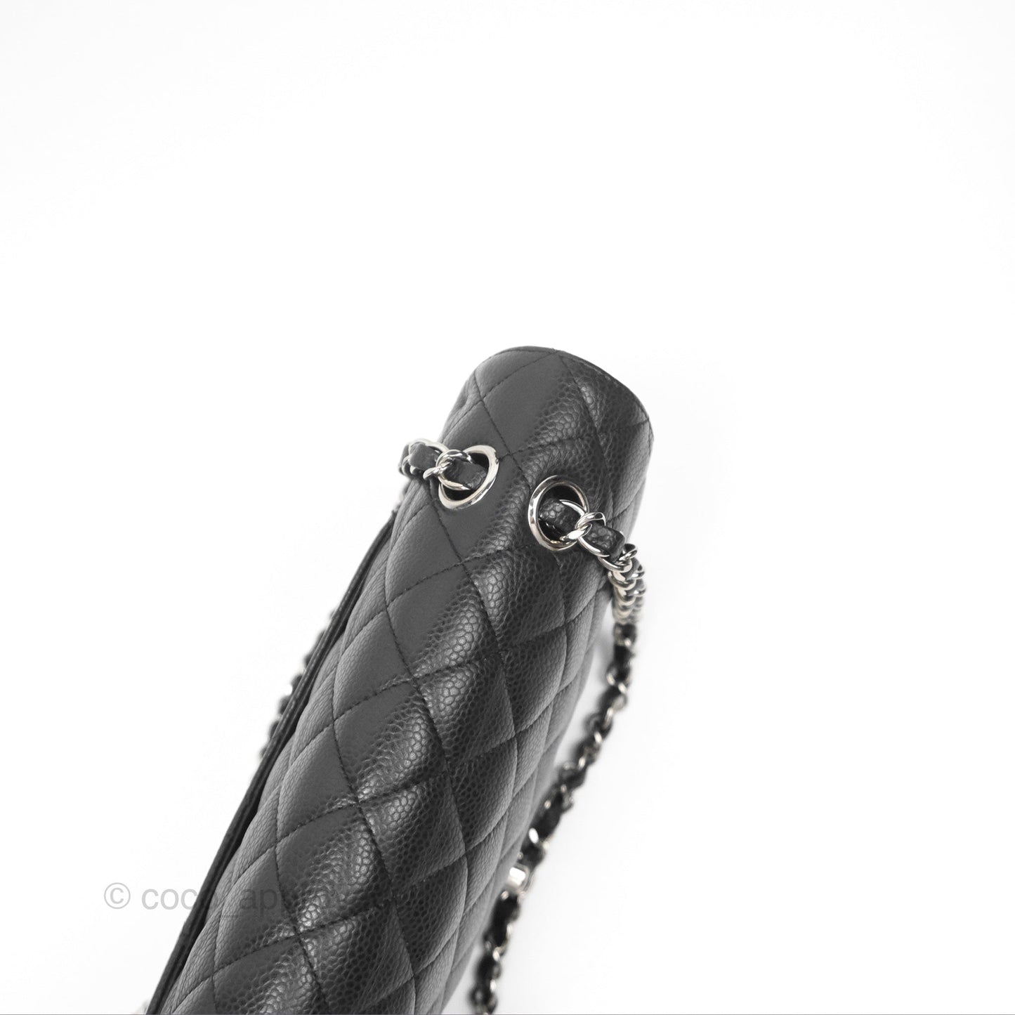 Chanel Classic M/L Medium Flap Quilted Black Caviar Silver Hardware