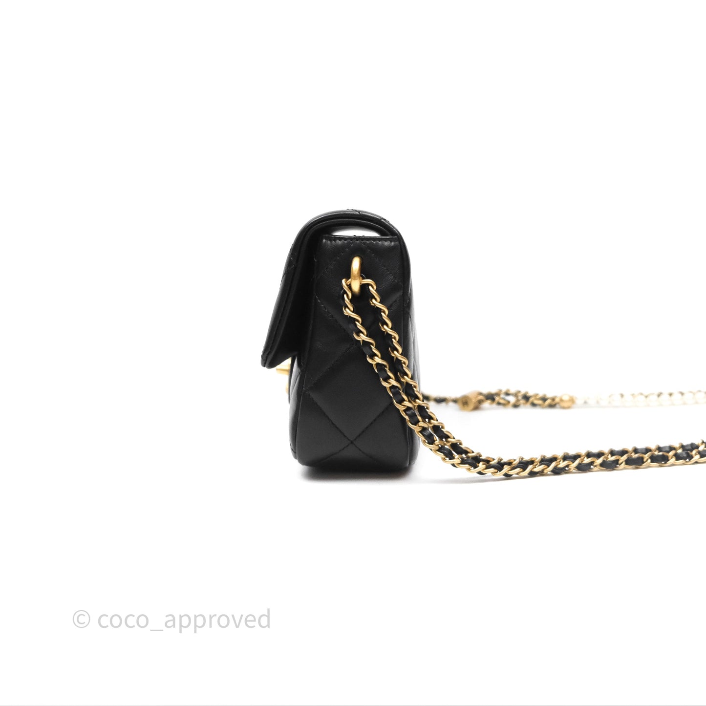 Chanel Quilted My Perfect Mini With Pearl Black Lambskin Gold Hardware 21K