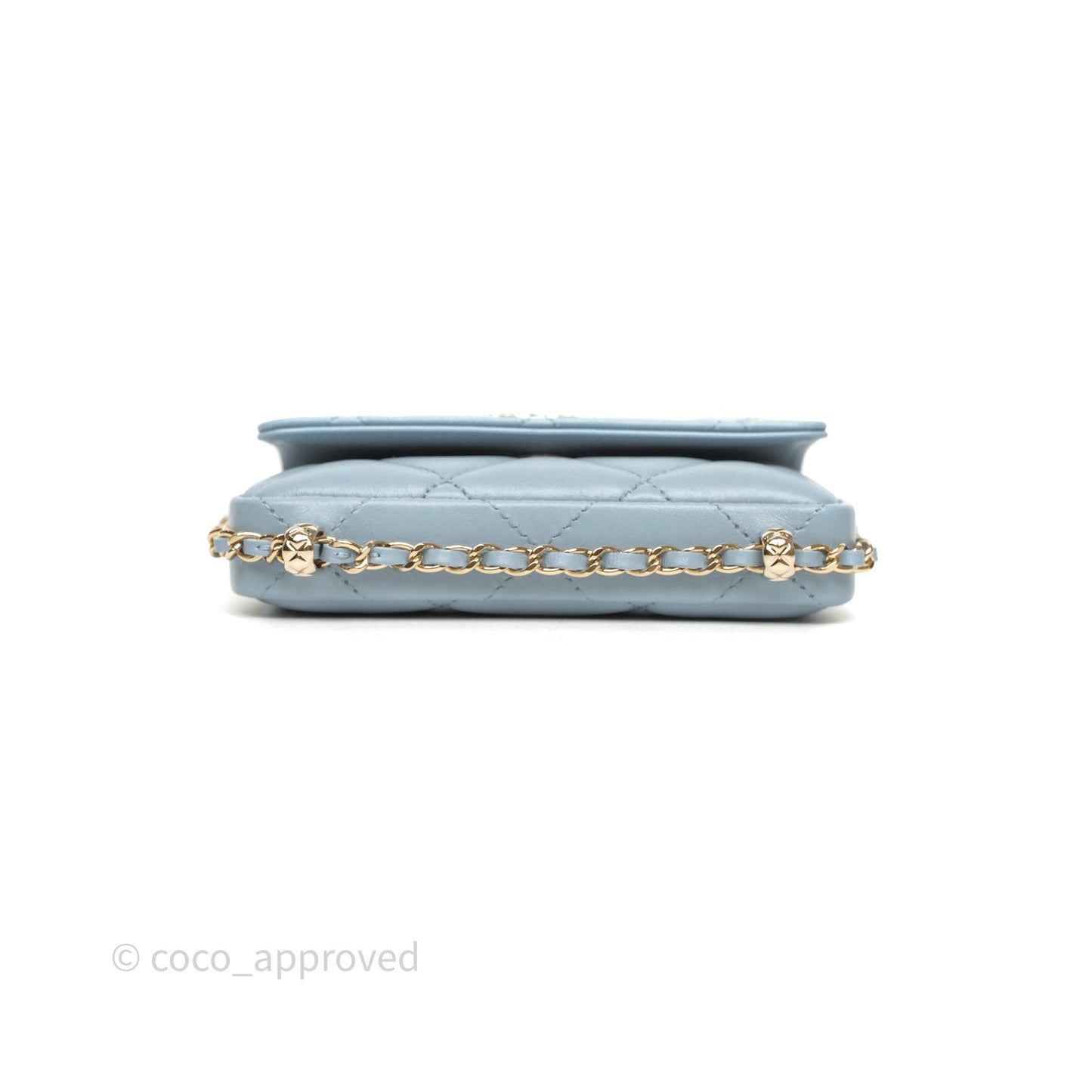 Chanel Mini Chain Around Clutch With Chain Blue Lambskin Gold Hardware