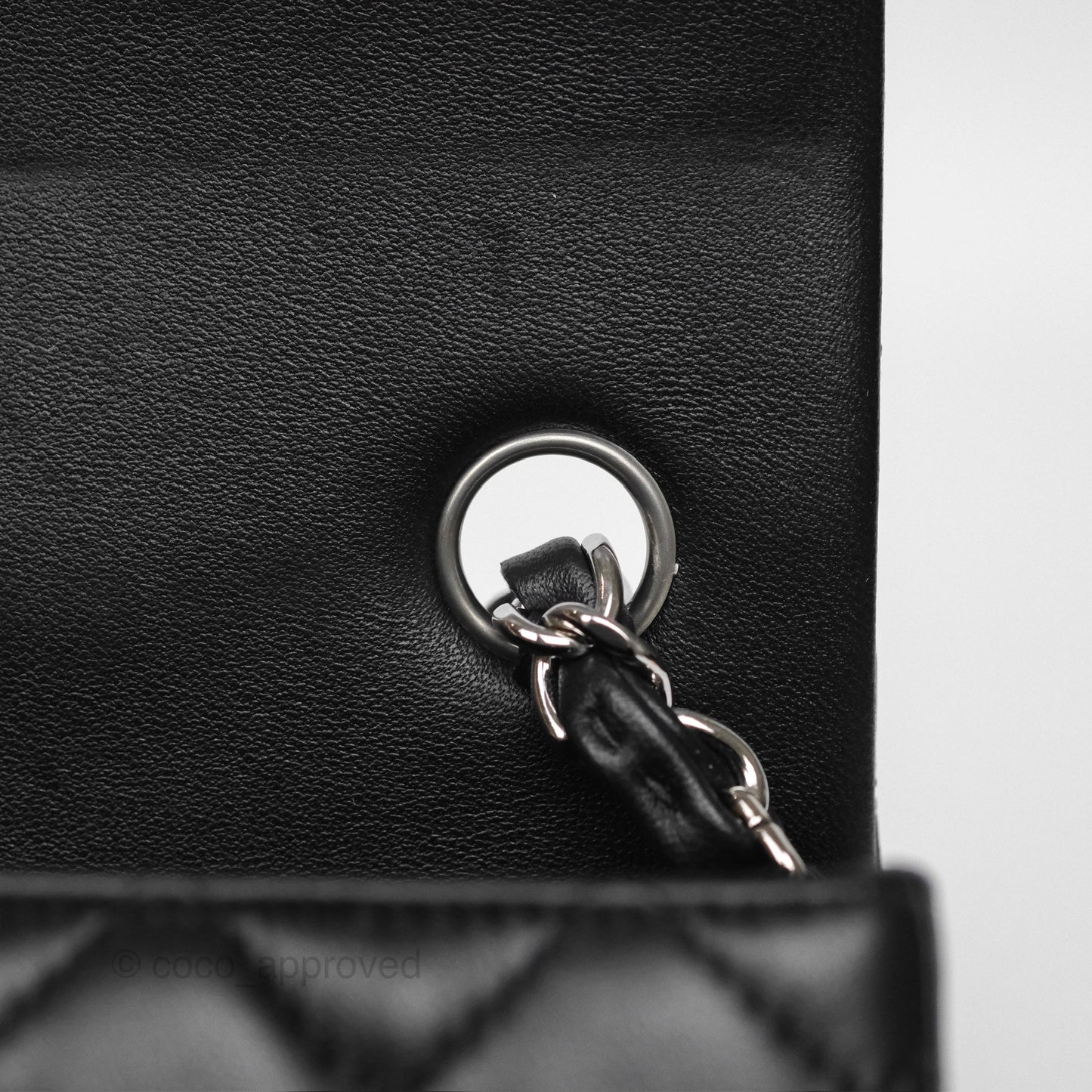 Chanel Quilted Mini Rectangular Flap Black Lambskin Silver Hardware