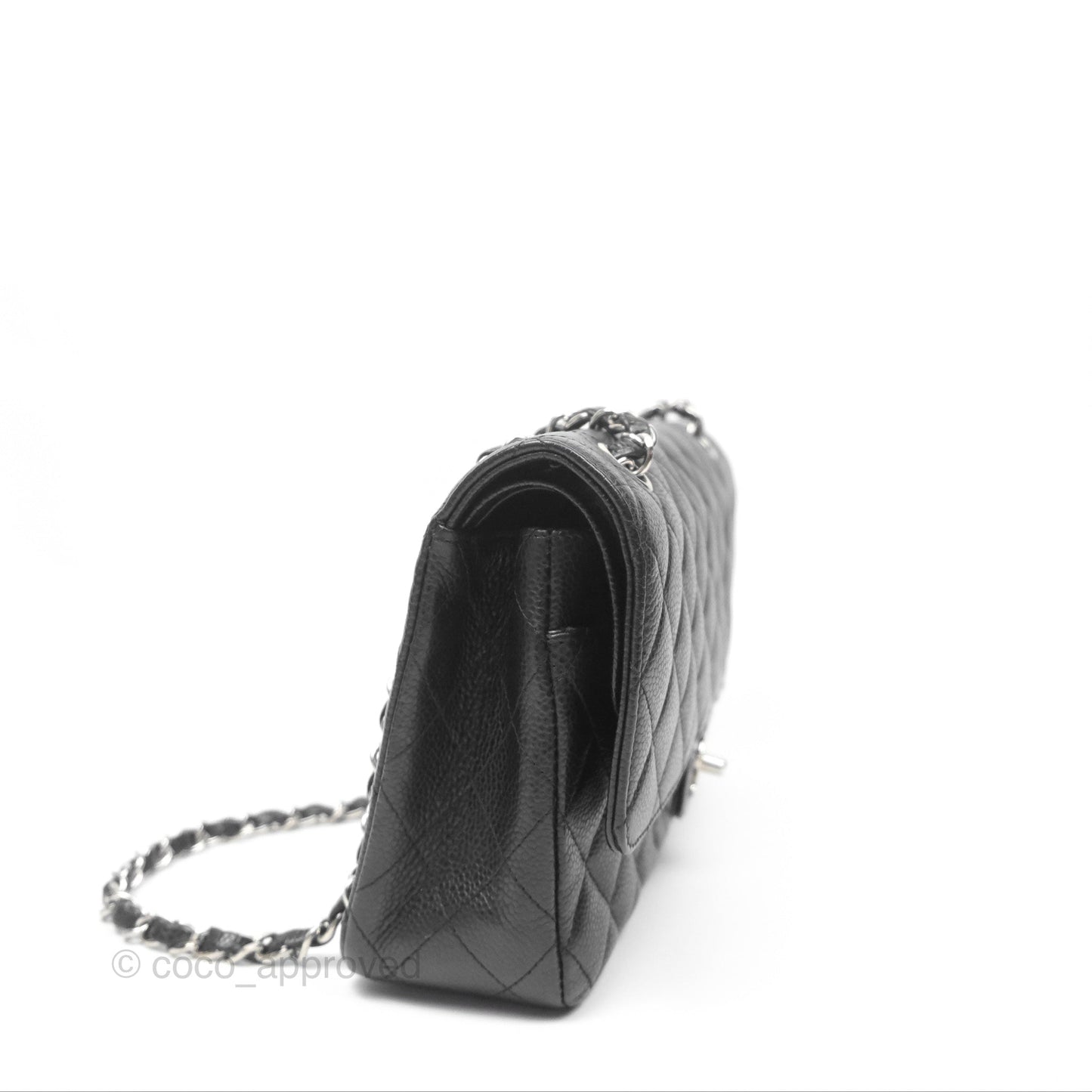 Chanel Classic M/L Medium Flap Quilted Black Caviar Silver Hardware