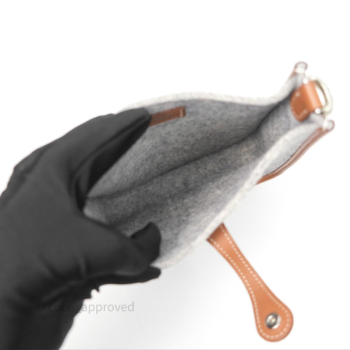 Hermès Mini Evelyne 16 Gris Clair/ Gold Wool Feutre Swift Palladium Hardware