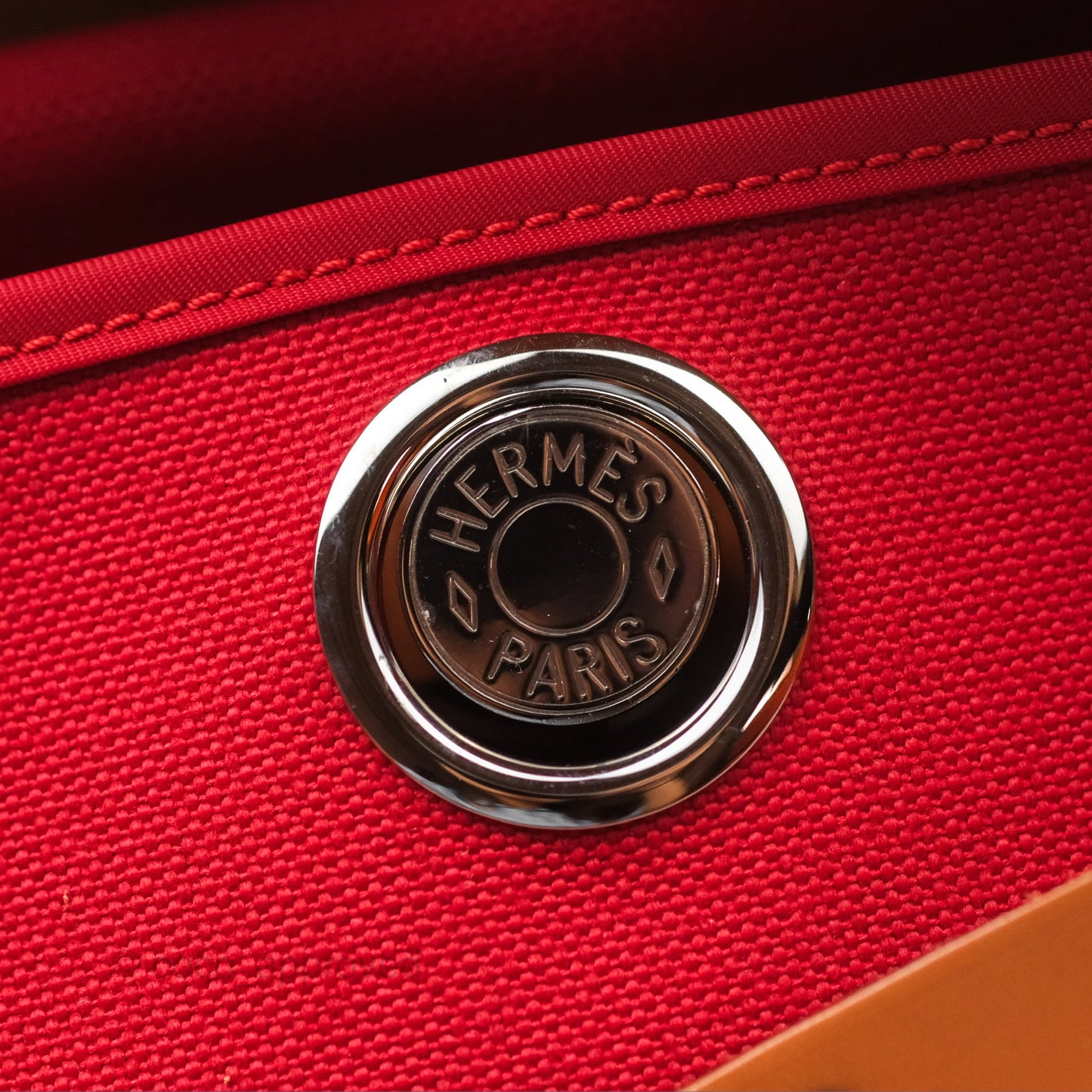 Hermès Herbag Zip 31 Rouge Tomate S5/ Naturel 27 Canvas Palladium Hardware