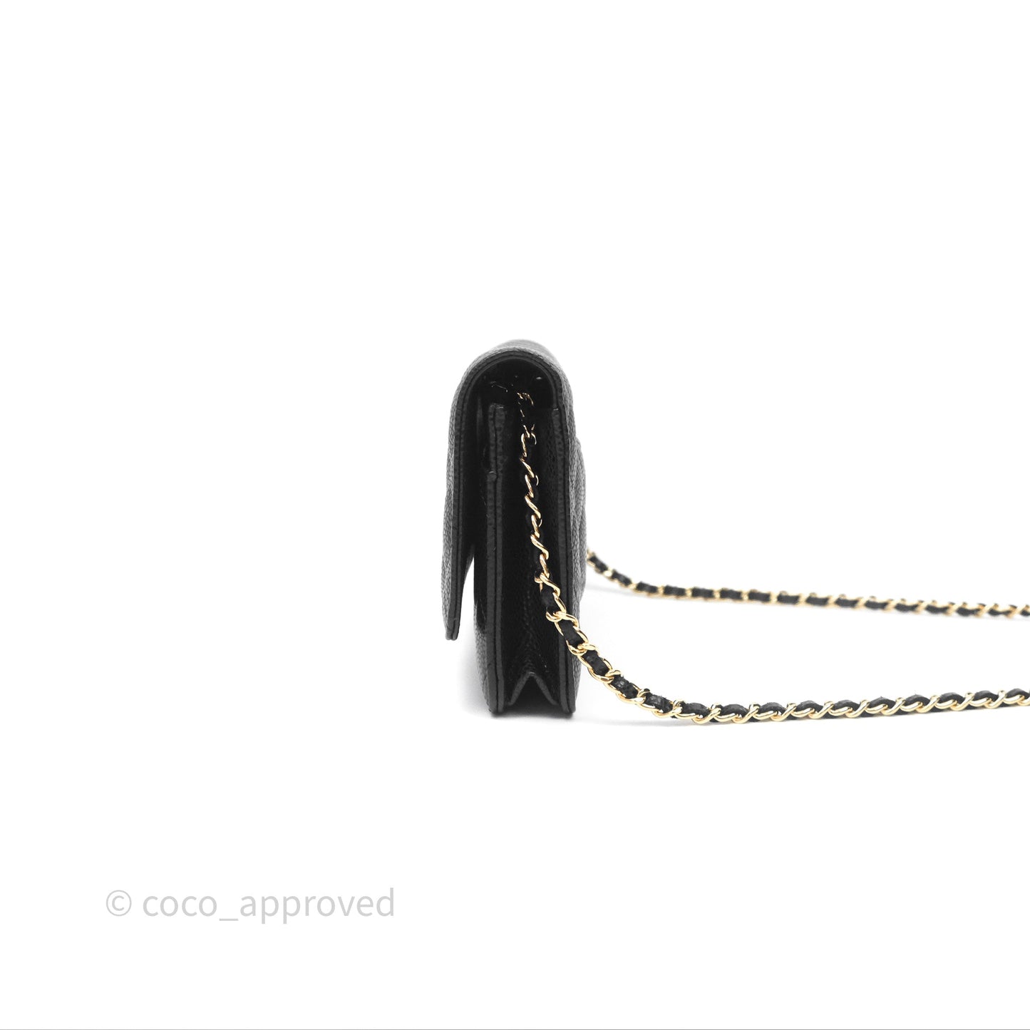 Chanel Classic Quilted Wallet On Chain WOC Black Caviar Gold Hardware