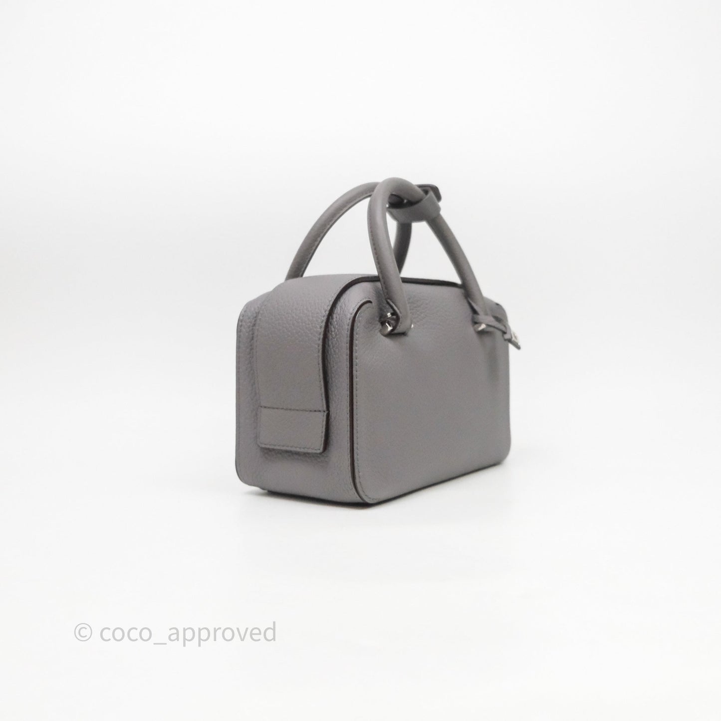 Delvaux Cool Box Mini Taurillon Soft Grained Grey Calfskin Silver Hardware