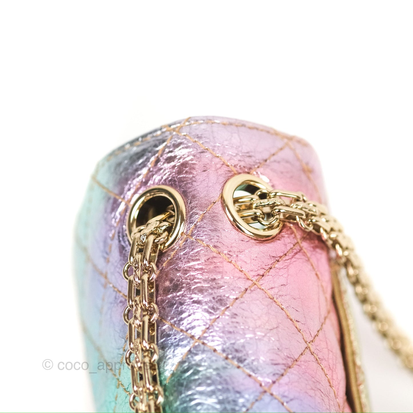 Chanel Quilted Mini Reissue 224 Metallic Rainbow Crumpled Calfskin Gold Hardware