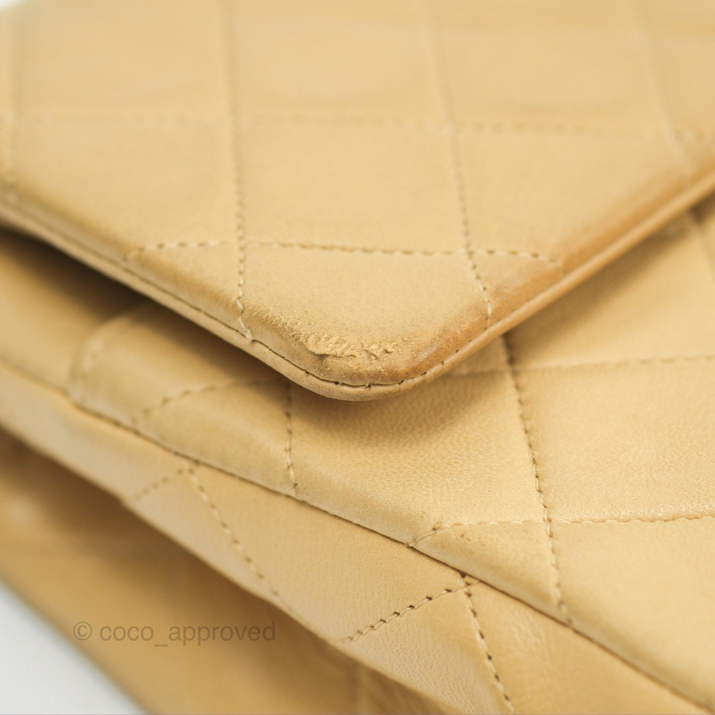 Chanel Vintage Medium Classic Flap Beige Lambskin 24K Gold Hardware