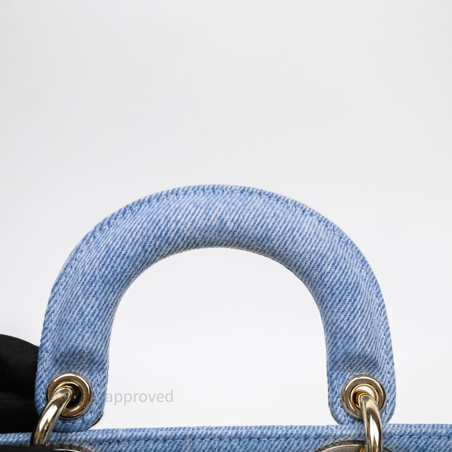 Christian Dior Small Lady D-Joy Bag Washed Blue Denim Cannage Gold Hardware