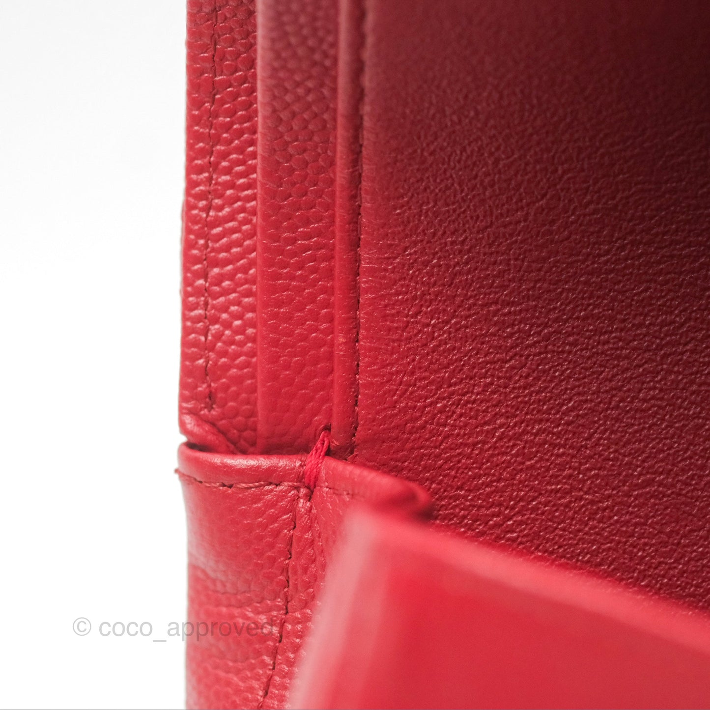 Chanel Medium Classic Flap Chevron Red Caviar Silver Hardware